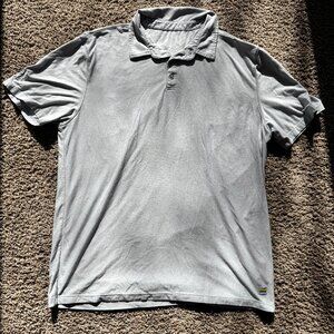 Vuori Strato Tech Lightweight Short Sleeve Polo Size Large Green Gray